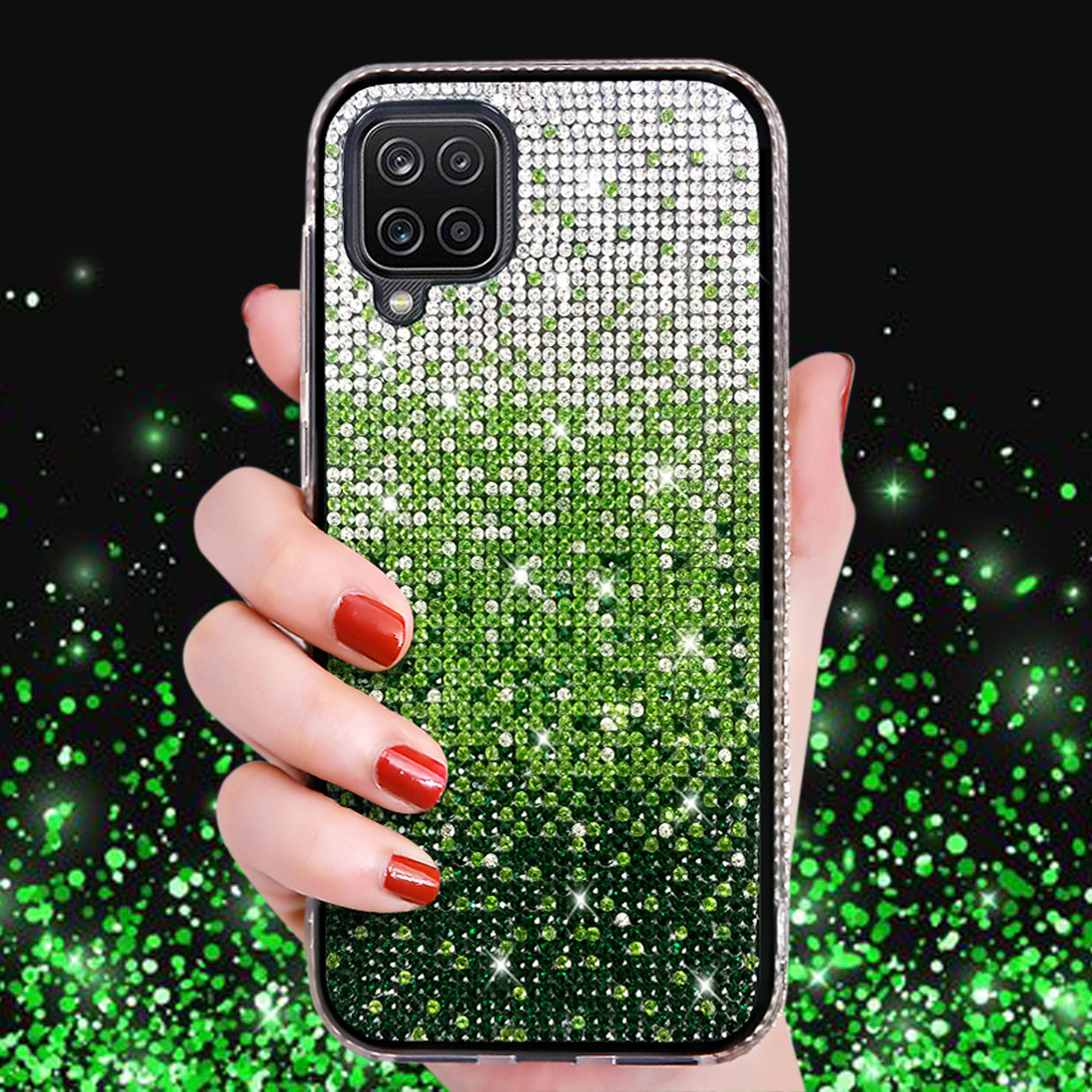 Reiko Design Diamond Case For GALAXY A12-5G In Green